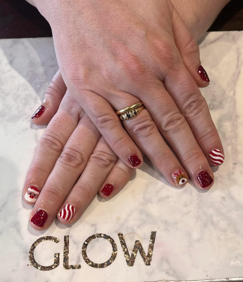 Red gel nails at Glow Nails and Beauty